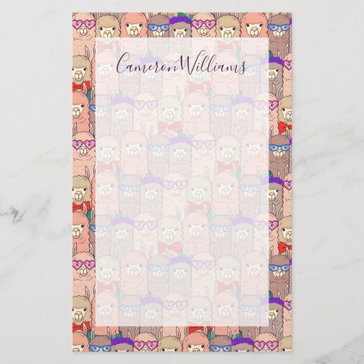 名前の追加|トレンディードレスラマ模様 便箋 (正面)