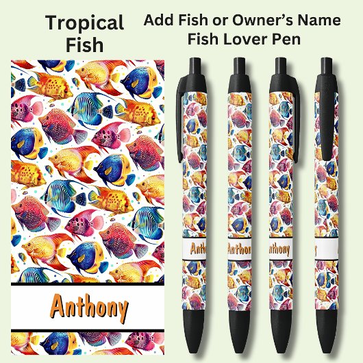 名前の追加，トロピカルカラフルフィッシュ 黒ボールペン