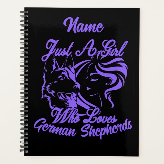 名前の追加 – ドイツの羊飼いを愛する少女のみ プランナー手帳 (正面)