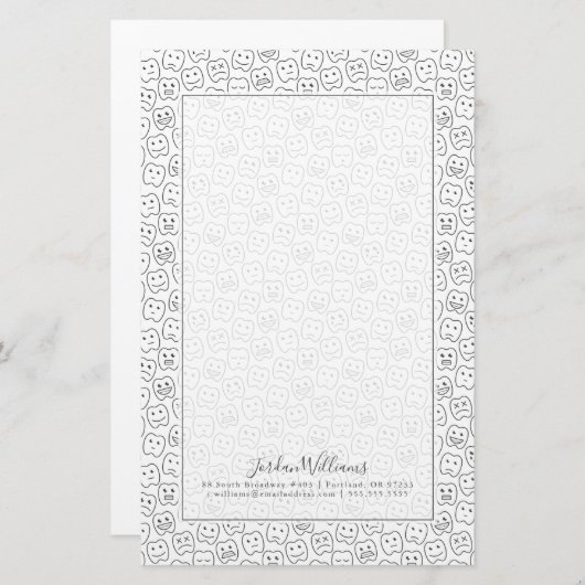 名前の追加|ハッピーティースパターン 便箋 (正面/裏面)