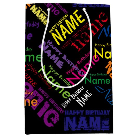 名前の追加、ハッピーバースデー中抱き枕 ミディアムペーパーバッグ (正面)