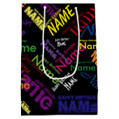 名前の追加、ハッピーバースデー中抱き枕 ミディアムペーパーバッグ (裏面)