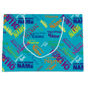 名前の追加、ハッピーバースデー大抱き枕 ラージペーパーバッグ (正面)