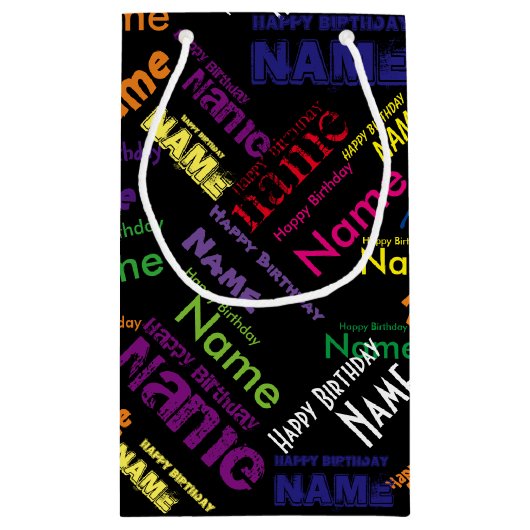 名前の追加、ハッピーバースデー小抱き枕 スモールペーパーバッグ (裏面)