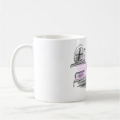 名前の追加 |ピンクと紫のコーヒーサイド コーヒーマグカップ (左)