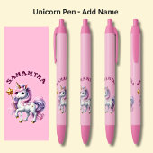名前の追加、ピンクの星の杖を持つユニコーン 黒ボールペン
