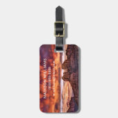 名前の追加 |ピンクの朝顔 ラゲッジタグ (正面縦)