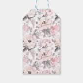 名前の追加 |ピンククラシックとグレーパターン ギフトタグ (裏面)