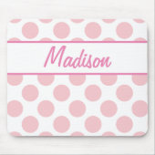 名前の追加 – ピンク水玉模様 マウスパッド (正面)