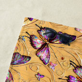 名前の追加、ファンタジー蝶マウヴ虹色 ビーチタオル (インサイチュ)