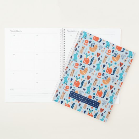 名前の追加 |フォークアートの森の動物の絵柄 プランナー手帳 (ディスプレー)