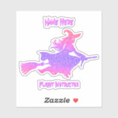 名前の追加、フライトインストラクターウィッチ飛んでいるオン箒 シール (シート)