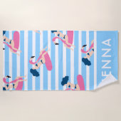 名前の追加 |フラミンゴプール ビーチタオル (正面)