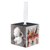 名前の追加 |フラワークラウンフォレスターキツネ キューブオーナメント (正面アングル)