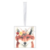 名前の追加 |フラワークラウンフォレスターキツネ キューブオーナメント (右)