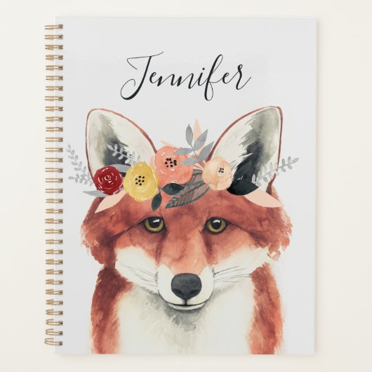 名前の追加 |フラワークラウンフォレスターキツネ プランナー手帳 (正面)