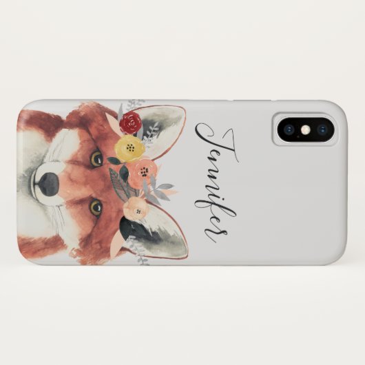 名前の追加 |フラワークラウンフォレスターキツネ Case-Mate iPhoneケース (裏面(横))