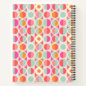 名前の追加 |ホットピンクのレトロの円パターン ノートブック (裏面)