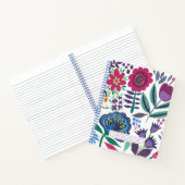 名前の追加 |マゼンタのフォークアートの花柄 ノートブック (内部)