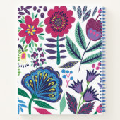 名前の追加 |マゼンタのフォークアートの花柄 ノートブック (裏面)