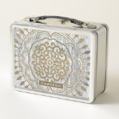 名前の追加 |マンダラ金ゴールドデザイン メタルランチボックス (裏面)