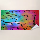 名前の追加、ミュージカルカラフルノート ビーチタオル (正面)