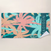 名前の追加 |ヤシの熱帯地方 ビーチタオル (正面)