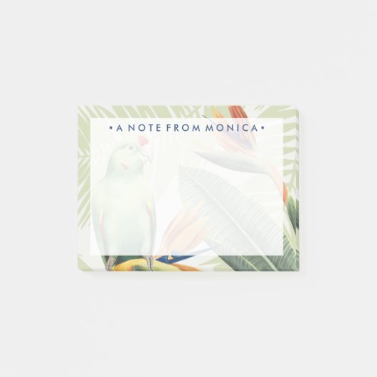 名前の追加|ヤシ葉のと緑の鳥 ポストイット (正面)