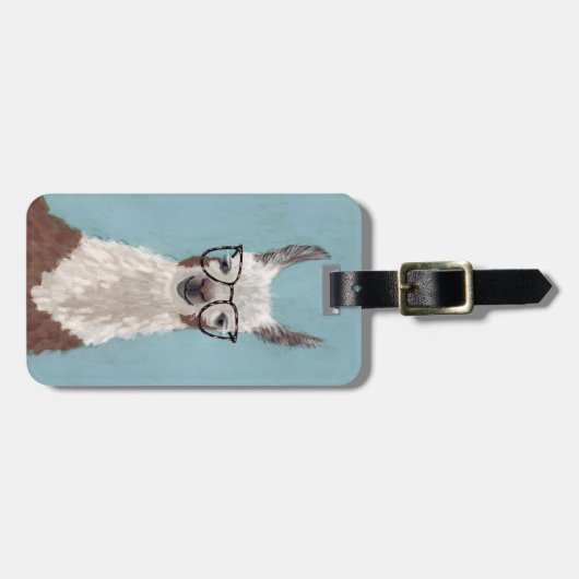 名前の追加 |ラマ仕様 – 特大メガネ ラゲッジタグ (正面横)