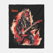 名前の追加，レッド&ブラックギタードラゴンミュージシャン フリースブランケット (正面)