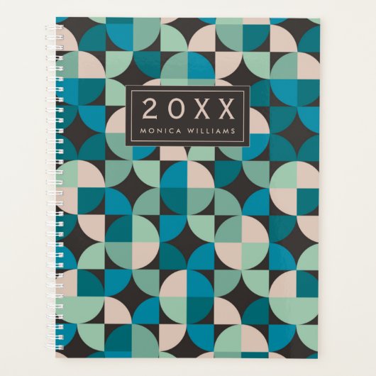 名前の追加 |レトロヴィンテージ60のパターン プランナー手帳 (正面)