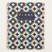 名前の追加 |中世紀のブラウンモダン&ティール（緑がかった色） プランナー手帳 (正面)