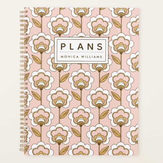 名前の追加 |中世紀の花モダン柄 プランナー手帳 (正面)