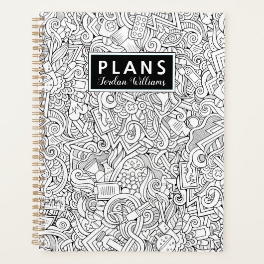 名前の追加 |医療B&Wパターン プランナー手帳 (正面)