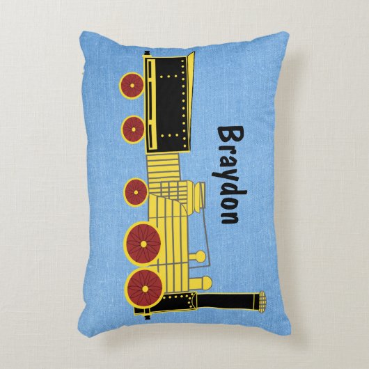 名前の追加 – 古い蒸気列車の写真少年の子供たち アクセントクッション (正面(垂直))