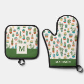 名前の追加 |多肉植物パターン 鍋つかみ&鍋敷きセット (正面)