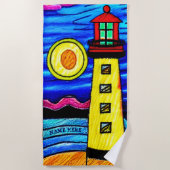 名前の追加、太陽の光の家、赤い黄色の青 ビーチタオル (正面)