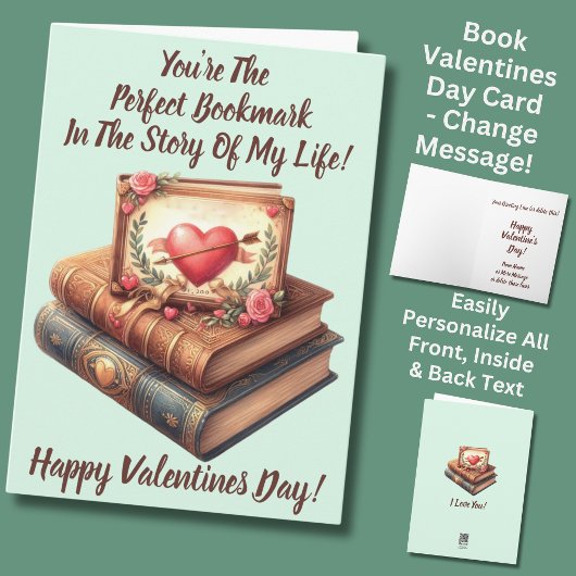 名前の追加、完全ブックマーク緑のバレンタインデー カード