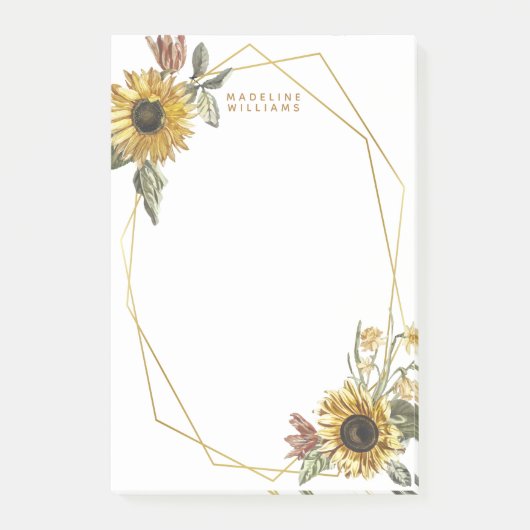 名前の追加 |幾何学模様のひまわり ポストイット (正面)