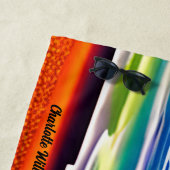 名前の追加、抽象芸術の夕日の海 ビーチタオル (インサイチュ)