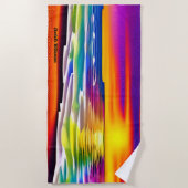 名前の追加、抽象芸術の夕日の海 ビーチタオル (正面)