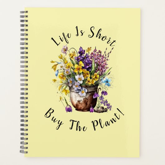 名前の追加、文字 – ライフは短い買、植物！ プランナー手帳 (正面)