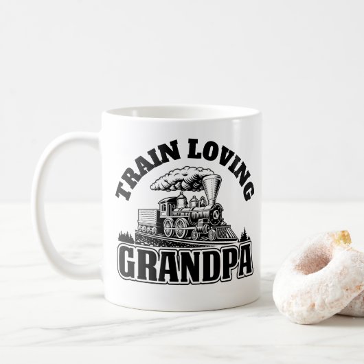 名前の追加/文字- Steam Train Engineグランドパ コーヒーマグカップ (ドーナツ)