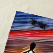 名前の追加、日没のライトハウス海 ビーチタオル (インサイチュ)