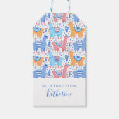 名前の追加 |明るいアルパカラフルカパターン ギフトタグ (正面)