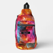 名前の追加、明るい旋回抽象芸術 スリングバッグ (正面)