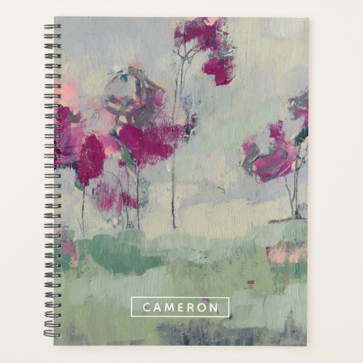 名前の追加 |明るい赤紫色ツリー プランナー手帳 (正面)