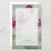 名前の追加|明るい赤紫色線 便箋 (正面/裏面)