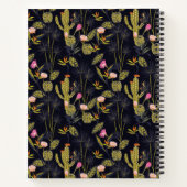 名前の追加 |暗い夏の夜のサボテンのパターン ノートブック (裏面)