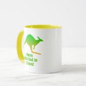 名前の追加、最高のパパオーストラリア、緑の金ゴールドカンガルー マグカップ (正面左)